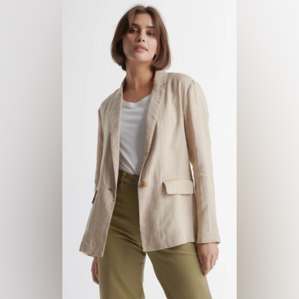 Quince Beige Linen Blazer